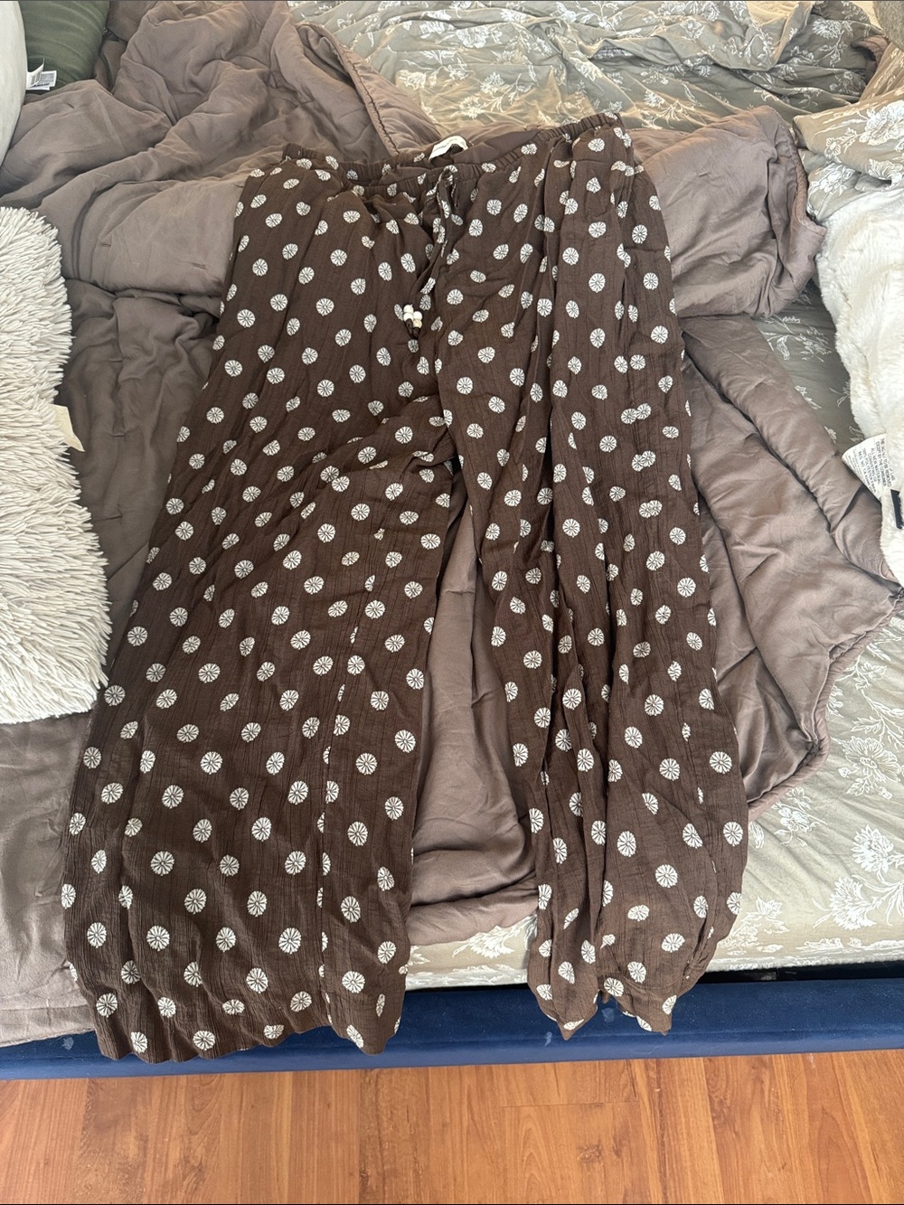 Abercrombie and fitch Brown Dot Wide-Leg Pants